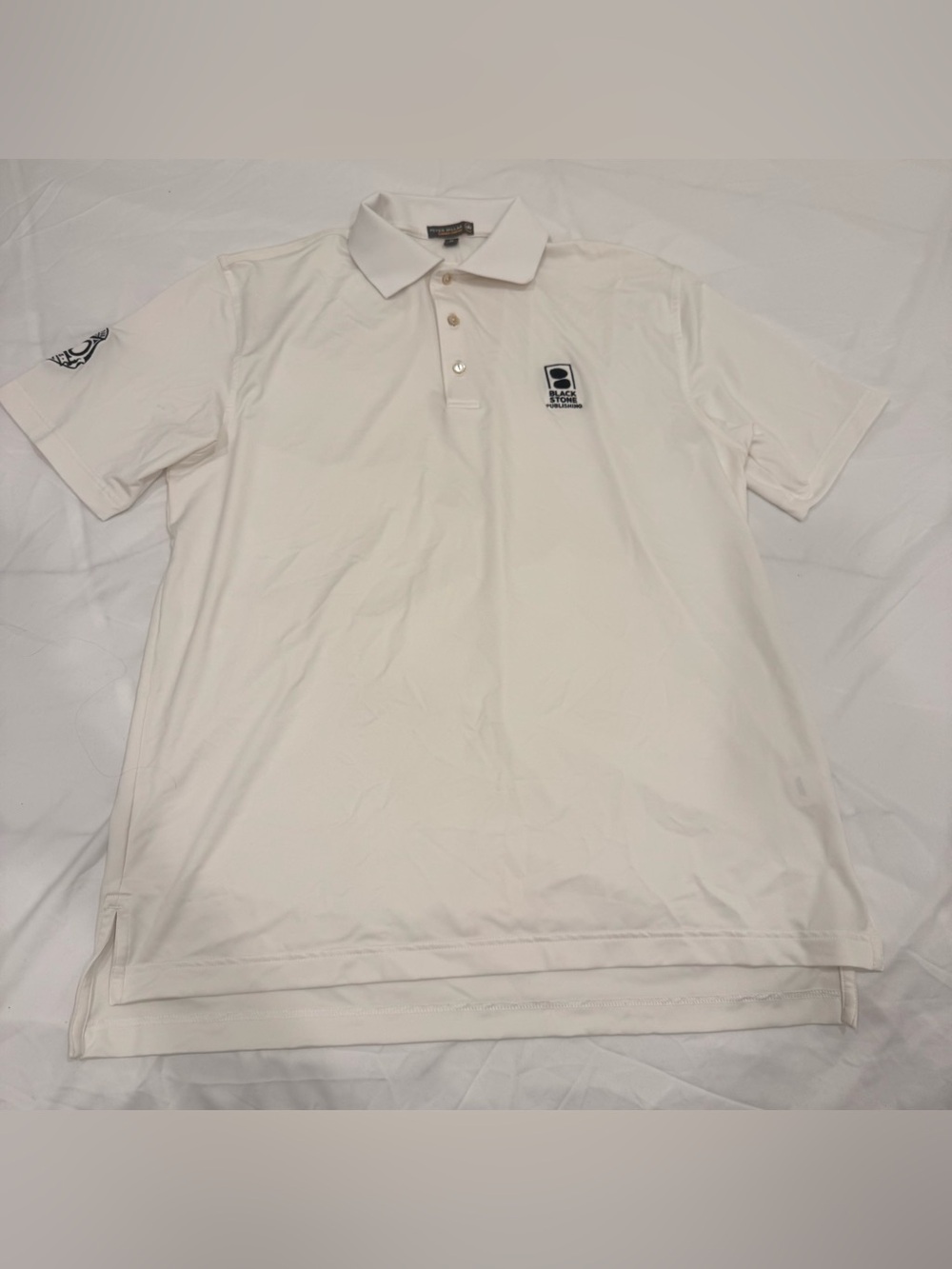 Peter Millar Summer Comfort Polo Shirt M White Golf Performance Blackstone Poly